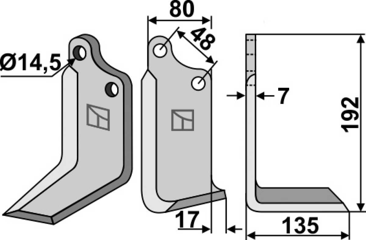 Fräsmesser 192x80mm, rechts
